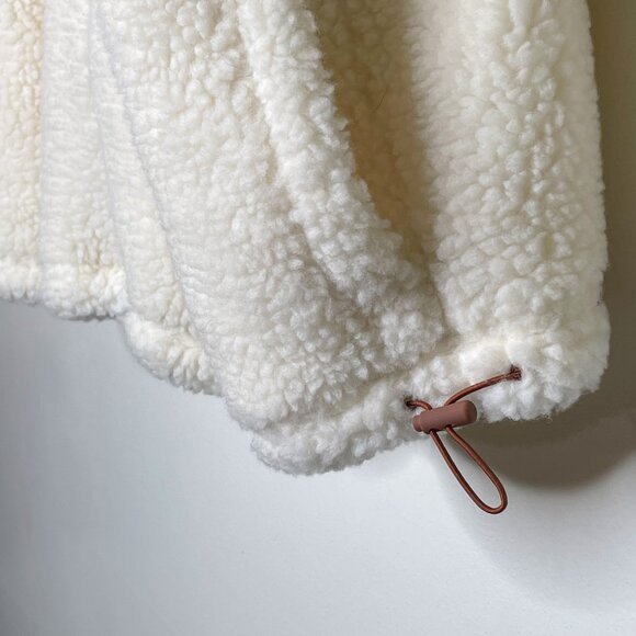 Fabletics Rylan Faux Sherpa Jacket 2X Cream Blue Pocket Zip Teddy Fleece Cozy - Picture 3 of 9